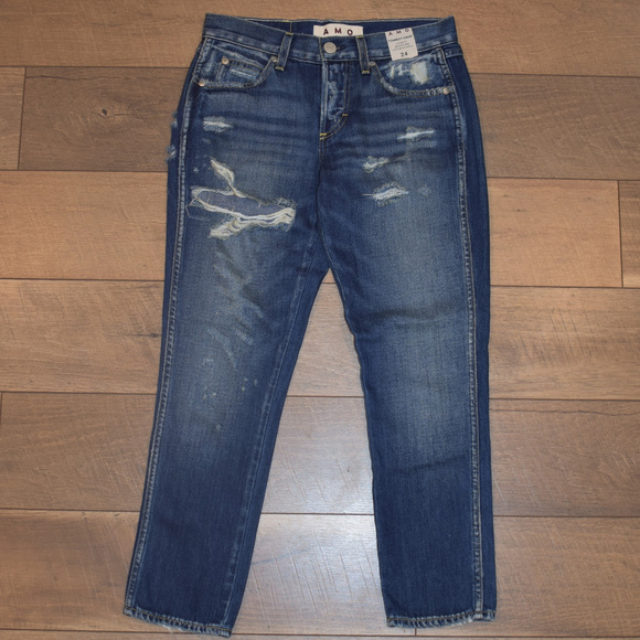 AMO Tomboy Crop Distressed Jeans - Picture 1 of 5